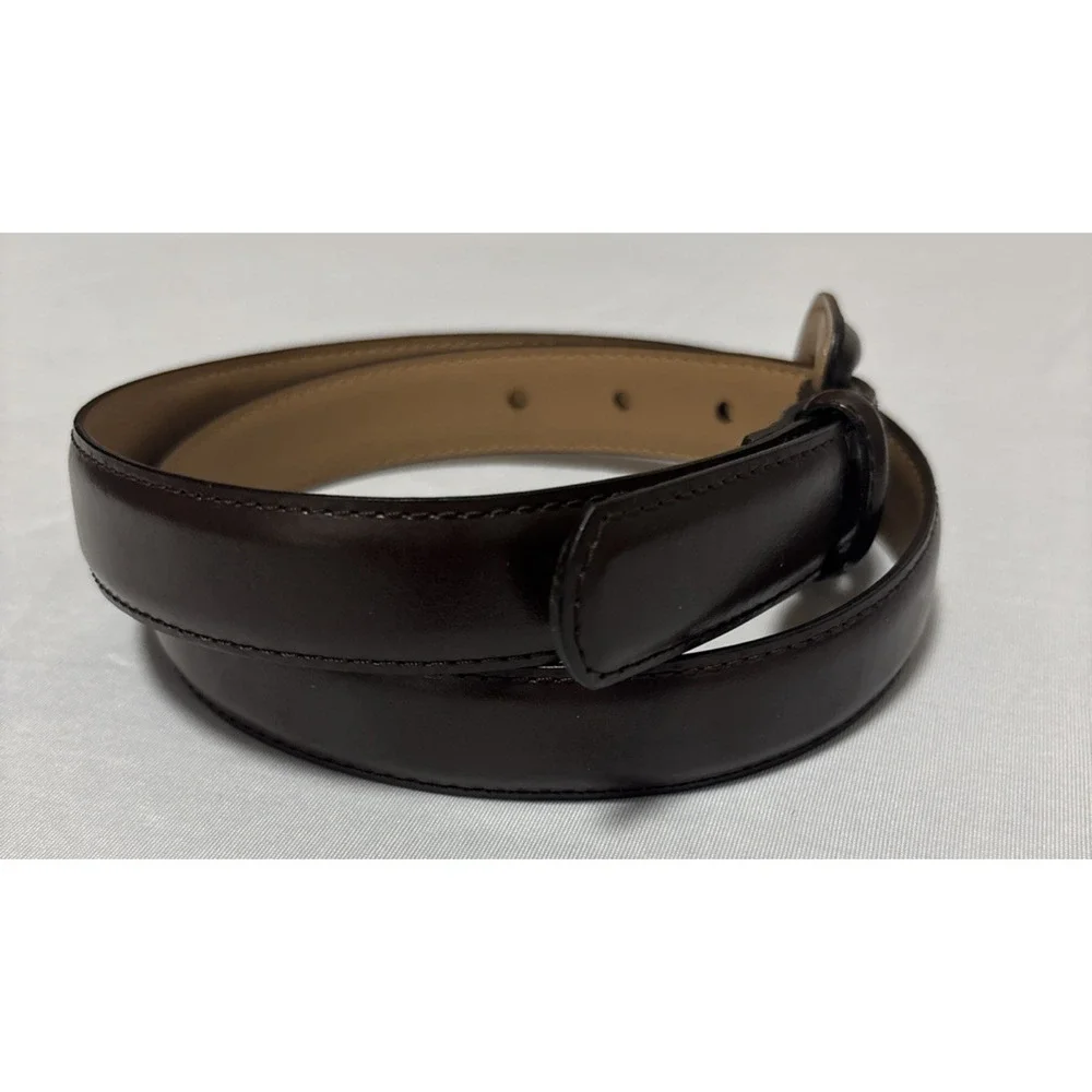 Women's Med Brown Bonded Leather Belt Essential Basic Simple‎ Everyday Neutral